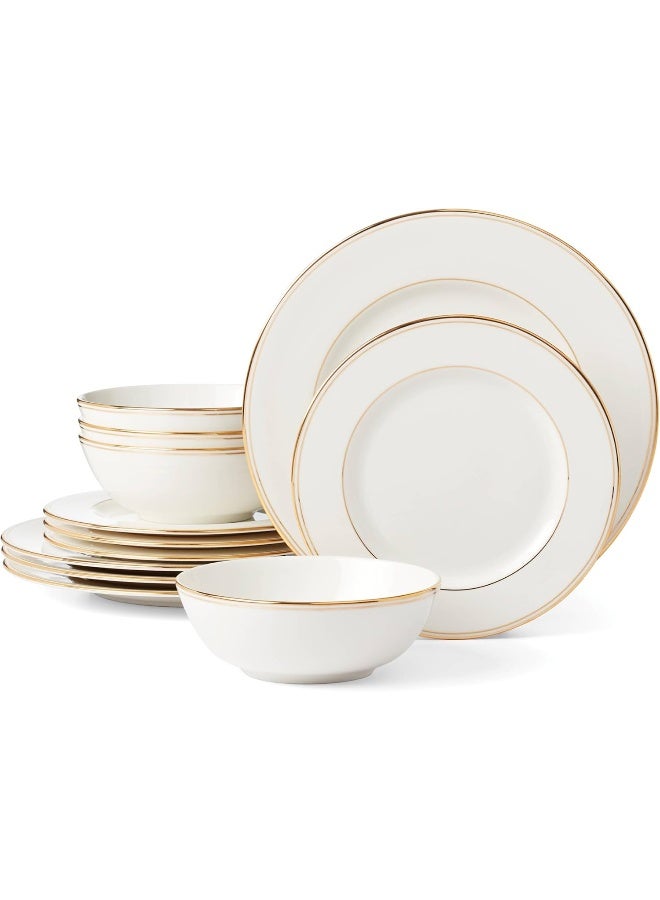 LENOX طقم أدوات المائدة لينكس فيدرال جولد 12 قطعة أبيض - Image 1