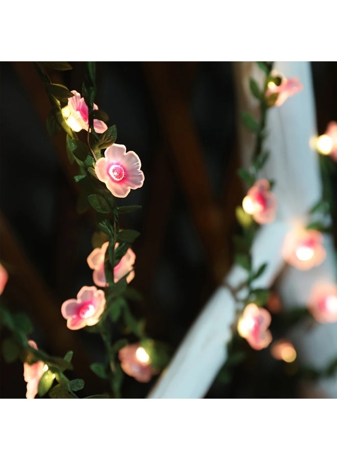 Goolsky Battery-Powered Pink LED-Lit 1pc 2m Cherry Blossom Garland - Realistic Flower Vine String Lights, PVC Material, for Indoor & Outdoor Decor  - Image 3