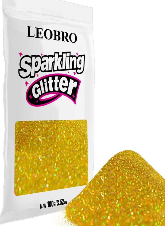 LEOBRO Gold Glitter, 100 g / 3.5 oz Holographic Fine Glitter for Crafts, Resin, Flowers, DIY Jewelry Party Decorations - Image 1