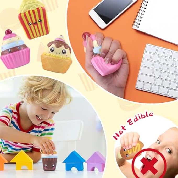 Anboor 6 Pcs Food Slow Rise Squishies Toy, Smore Ice Cream Cake French Fries Hot Dog Slow Rising Squish Squeeze Fidget Toys Stress Relief for Kids Teens Adults - Image 3