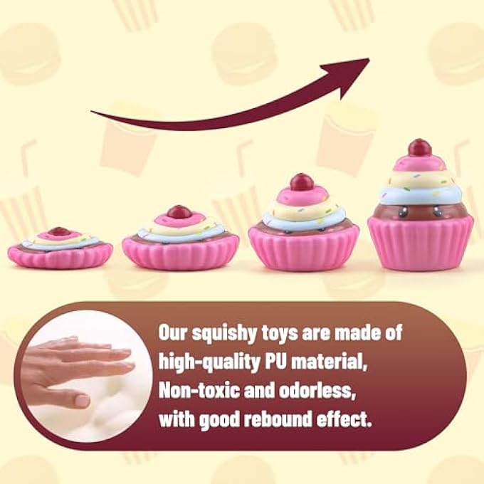 Anboor 6 Pcs Food Slow Rise Squishies Toy, Smore Ice Cream Cake French Fries Hot Dog Slow Rising Squish Squeeze Fidget Toys Stress Relief for Kids Teens Adults - Image 4