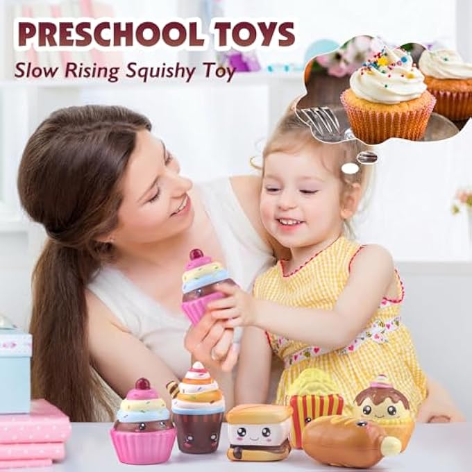 Anboor 6 Pcs Food Slow Rise Squishies Toy, Smore Ice Cream Cake French Fries Hot Dog Slow Rising Squish Squeeze Fidget Toys Stress Relief for Kids Teens Adults - Image 2