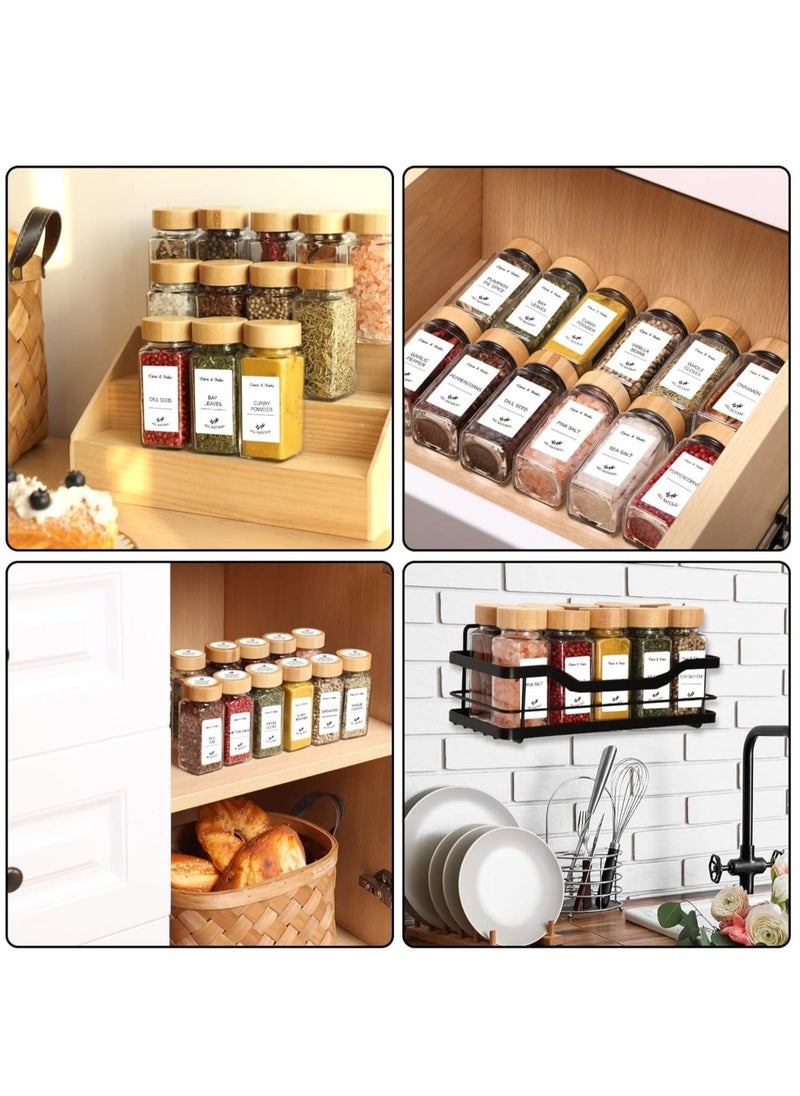 Sharpdo - Glass Spice Jars - Set of 24, with Bamboo Shaker Lids & Funnel - Kitchen Spice Containers and Seasonings Organizer - Image 1