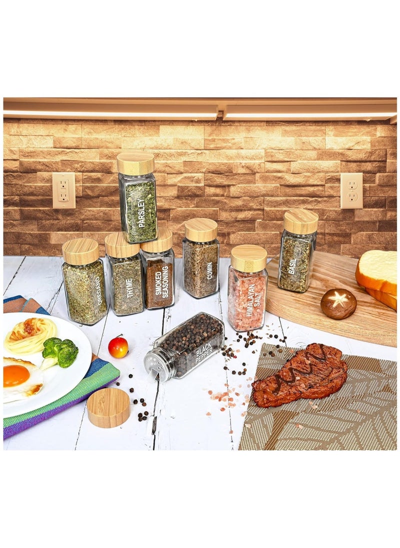 Sharpdo Glass Spice Jars - Set of 24, with Bamboo Shaker Lids & Funnel - Kitchen Spice Containers and Seasonings Organizer  - Image 5