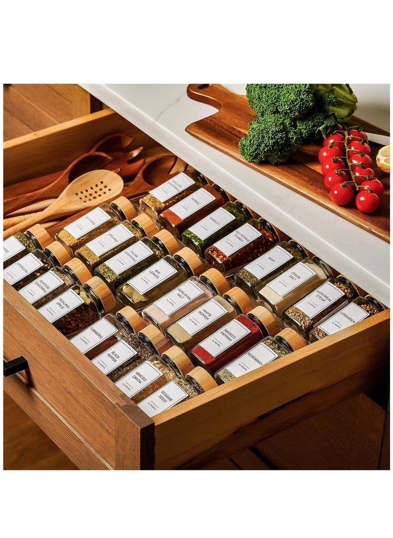 Sharpdo - Glass Spice Jars - Set of 24, with Bamboo Shaker Lids & Funnel - Kitchen Spice Containers and Seasonings Organizer - Image 1
