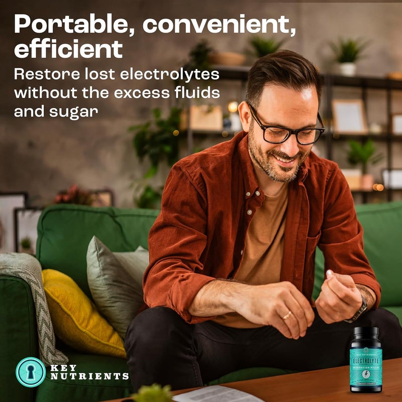KEY NUTRIENTS Electrolyte Tablets 200 Capsules Salt Tablets for Dehydration Fasting Electrolytes Tablets  Salt Pills with Electrolytes No Sugar Gluten Free Hydration Tablets Made in USA - Image 4