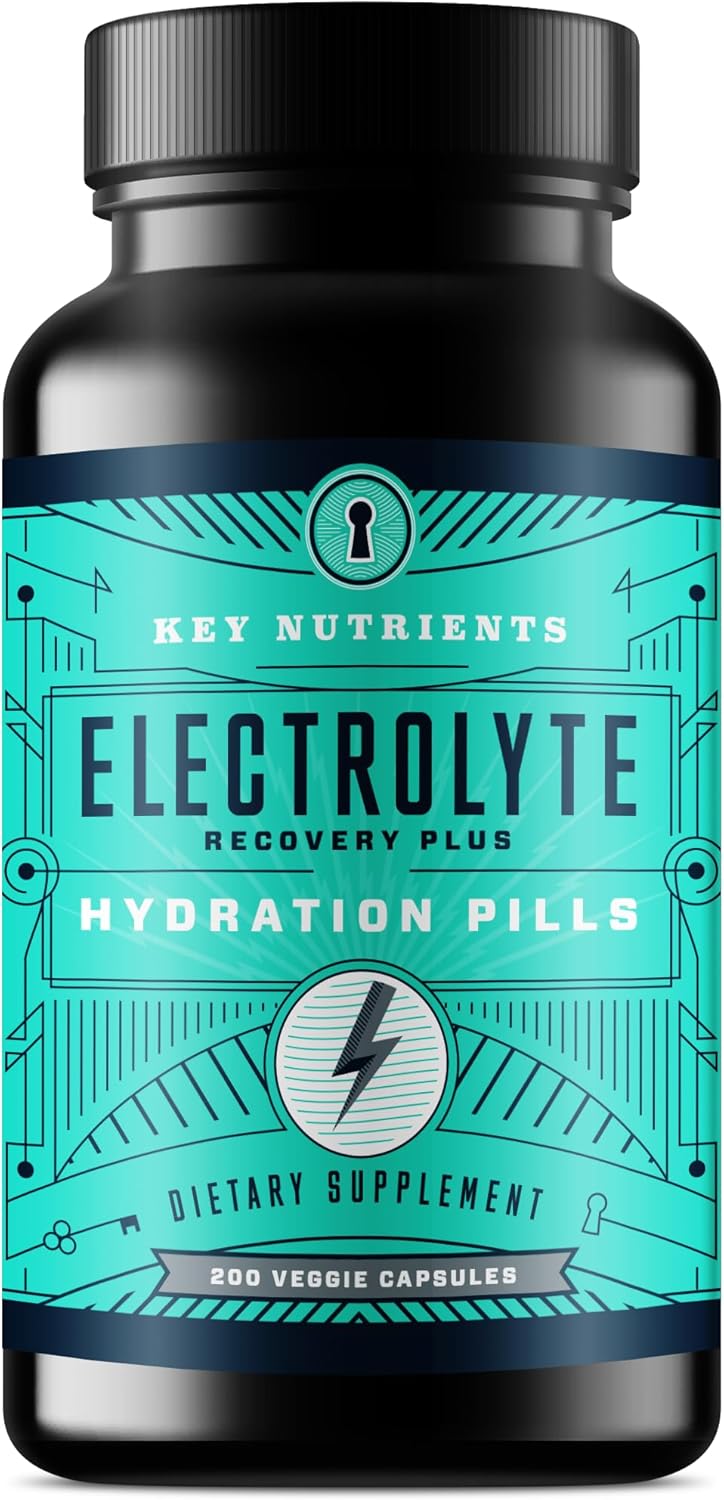 KEY NUTRIENTS Electrolyte Tablets 200 Capsules Salt Tablets for Dehydration Fasting Electrolytes Tablets  Salt Pills with Electrolytes No Sugar Gluten Free Hydration Tablets Made in USA - Image 1