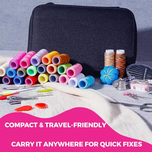 Oytra Sewing Kit Set Threads Scissors Needles Thimble Buttons Measuring Tape & Tools for Tailoring Stitching Travel Emergency Clothes Repair & DIY Crafts - Image 5