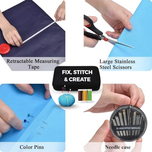 Oytra Sewing Kit Set Threads Scissors Needles Thimble Buttons Measuring Tape & Tools for Tailoring Stitching Travel Emergency Clothes Repair & DIY Crafts - Image 3