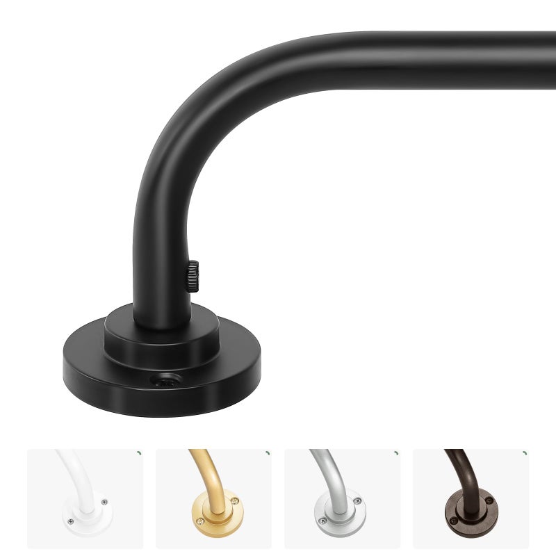 hei! dear Curtain Rods for Windows 28 to 48 inch, 5/8 Inch Black Curtain Rod, Adjustable Wrap Around Curtains Rod, Blackout Curtains Rods, Metal Room Darkening Curved Cafe Small Drapery Pole, Matte Black - Image 1