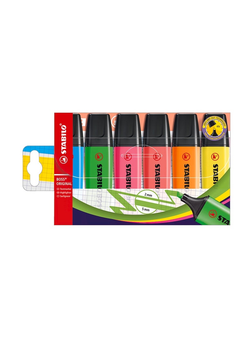 STABILO Boss Original Highlighter Pen, for Journal Planner , Marking Dictionary, Note Taking , Drawing Illustrations , Pack of 6 Colors 