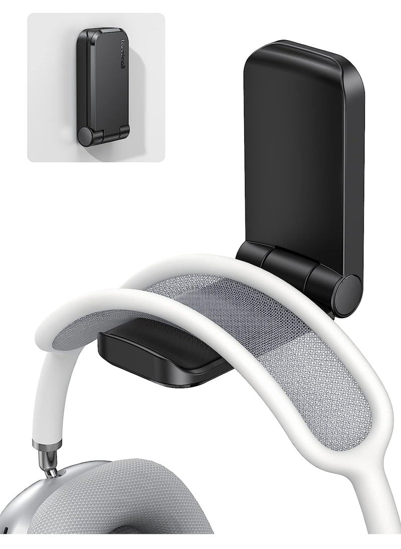 Lamicall - Headphone Stand Sticky Headset Hanger Adhesive Headphone Holder Hook Mount Headset Stand Holder Clip Under Desk Earphone Clamp For Air Pods Max Black - Image 1