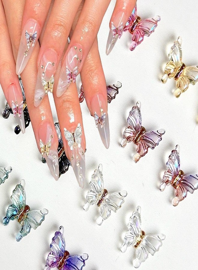BYJKYEN 40Pcs Butterfly Nail Charms for Nails Art 3D Butterfly Nail Rhinestones Spring Summer Nail Designs Charms and Gems DIY Manicure Decoration Supplies Cute Flowers for Women and Girls Nails Salon - Image 3