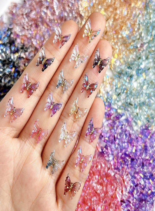 BYJKYEN 40Pcs Butterfly Nail Charms for Nails Art 3D Butterfly Nail Rhinestones Spring Summer Nail Designs Charms and Gems DIY Manicure Decoration Supplies Cute Flowers for Women and Girls Nails Salon - Image 1