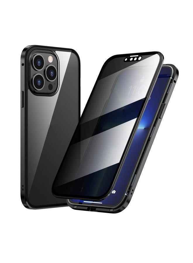 Zaboon Case For iPhone 13 Pro Anti-peeping Magnetic Metal Frame Double-sided Tempered Glass Phone Case - Image 1