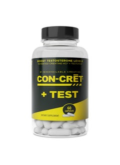 Con-Cret®+ Test, Con-Cret® Patented Creatine Hcl Now With Testofen®, Boost Testosterone Levels, 60 Capsules