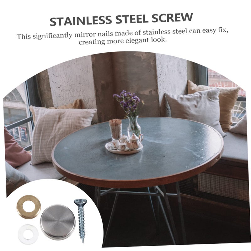 24Pcs Stainless Steel Mirror Nails Decorative Cover Screws For Furniture Fixing - Image 4