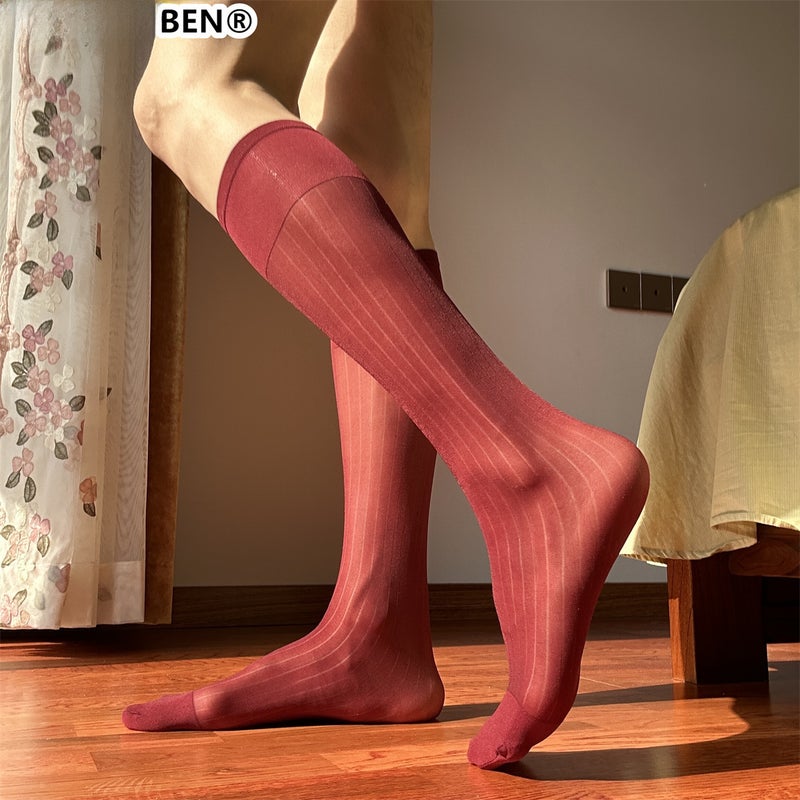 Gentmuben Wide Stripe Navy Mens Business Dress Socks Green  - Image 2