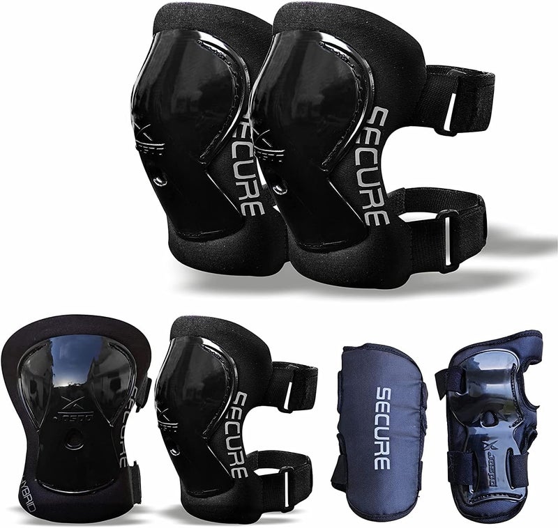 Jaspo Secure Hybrid Professional Protective Gear Set (Knee/Elbow/Wrist Guard) for Skateboarding, Roller Skating, Inline Skating, Cycling and Other Sports Kids, Boys and Girls - Image 1