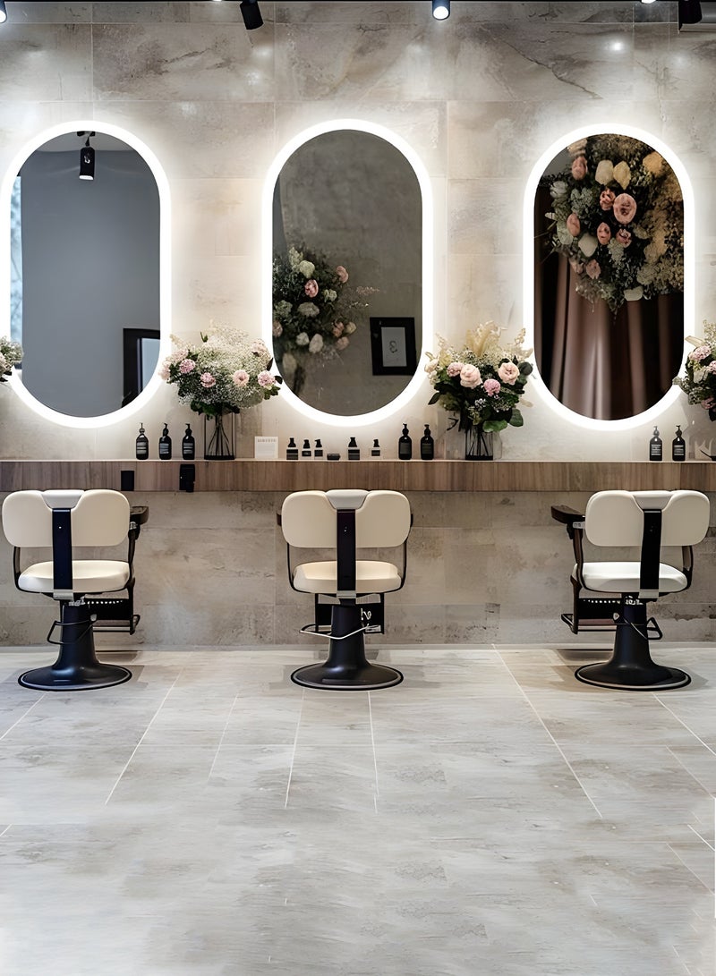 تايمي مرآة ميكب بيضاوية  80X60سم باضاءة LED جانبية,مرآة مكياج مناسبة للتسريحة وغرف اللبس والحمام 3 الوان اضاءة ليد - Image 4