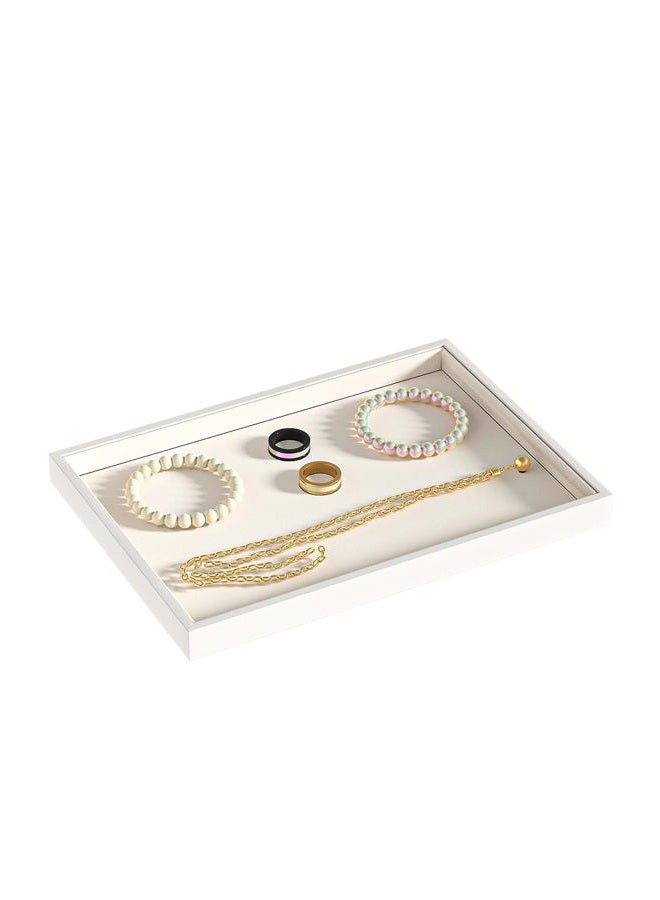 Ausalivan Drawer Jewelry Organizers And Storage,Velvet Bracelet And Ring Display Small Tray,Dresser Jewelry Drawer Organizer Inserts Containers,Earring And Necklace Holder Box (Beige Blank Trays) - Image 1