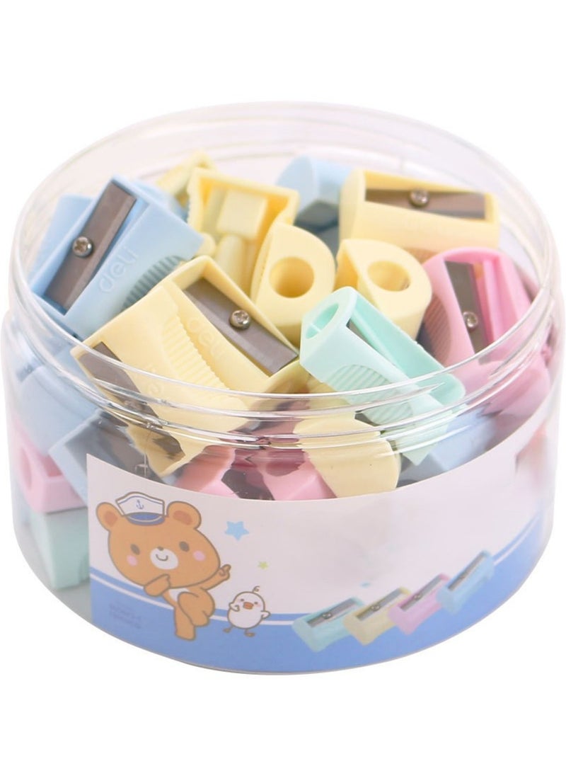 Huitich Mini Single-Hole Pencil Sharpener Set \48 Pcs Assorted Colors  - Image 1