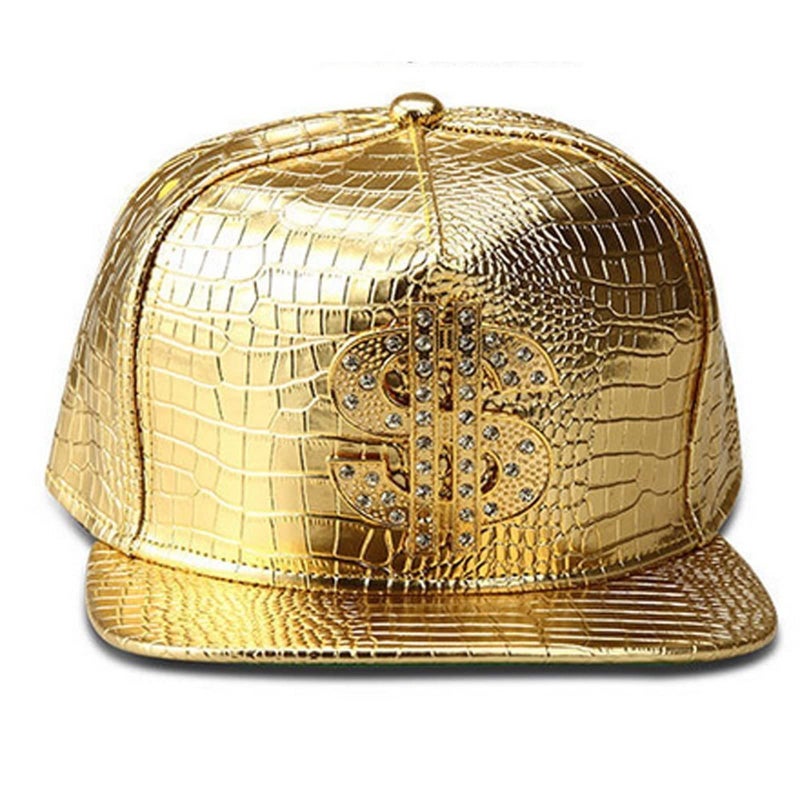 Wikavanli Hip Hop Hat,Flat-Brimmed Hat,Rock Cap,Adjustable Snapback Hat for Men and Women (Gold) - Image 2
