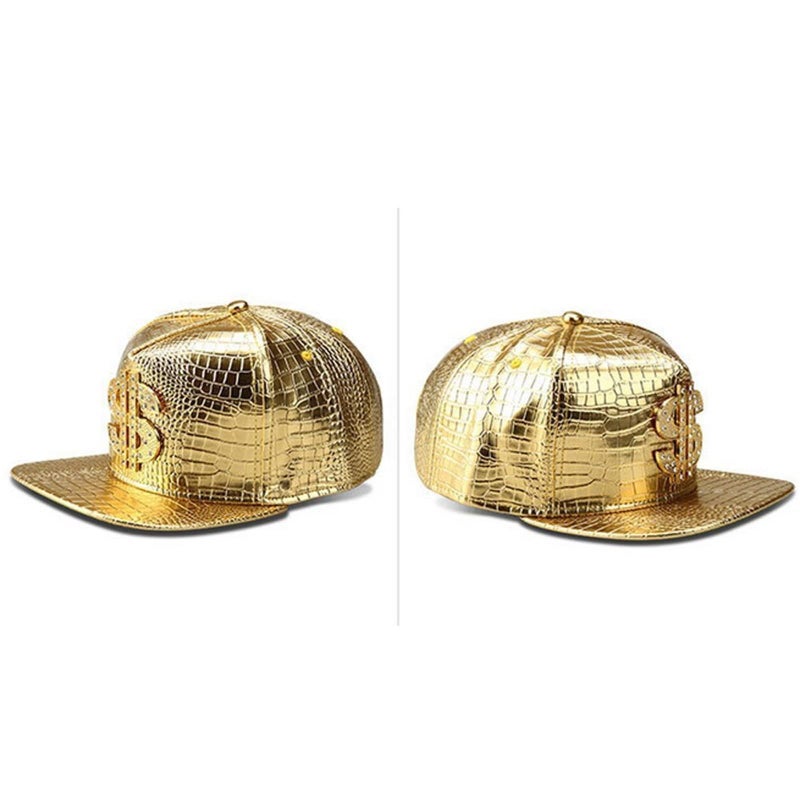 Wikavanli Hip Hop Hat,Flat-Brimmed Hat,Rock Cap,Adjustable Snapback Hat for Men and Women (Gold) - Image 3