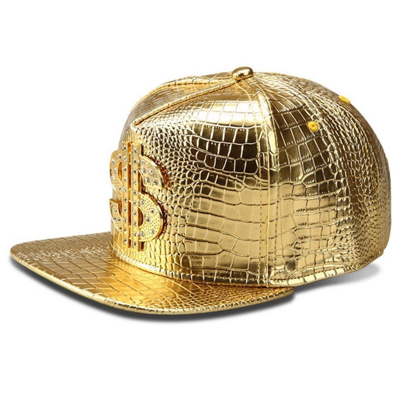 Wikavanli Hip Hop Hat,Flat-Brimmed Hat,Rock Cap,Adjustable Snapback Hat for Men and Women (Gold) - Image 1