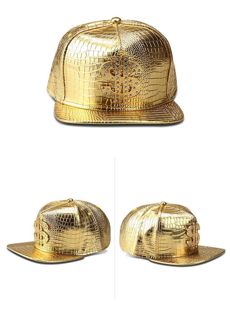 Wikavanli Hip Hop Hat,Flat-Brimmed Hat,Rock Cap,Adjustable Snapback Hat for Men and Women (Gold) - Image 4