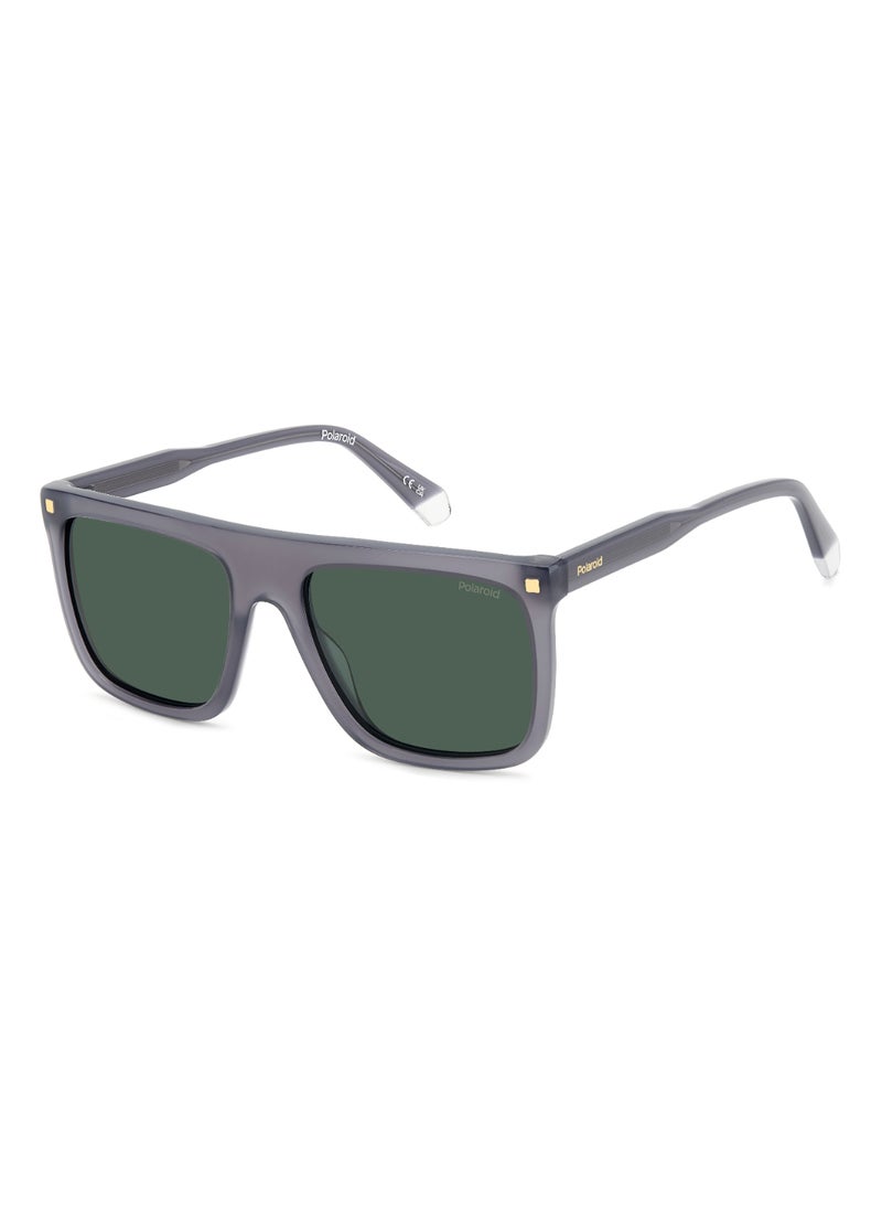 Polaroid Men's Polarized Rectangular Shape Acetate Sunglasses PLD 4166/S/X GREEN 46 - Lens Size: 46.1 Mm - Grey  - Image 1