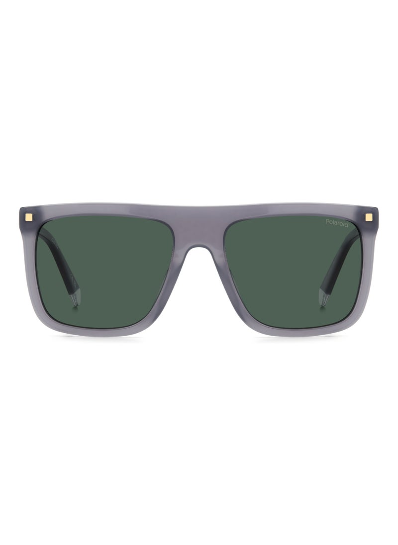 Polaroid Men's Polarized Rectangular Shape Acetate Sunglasses PLD 4166/S/X GREEN 46 - Lens Size: 46.1 Mm - Grey  - Image 3