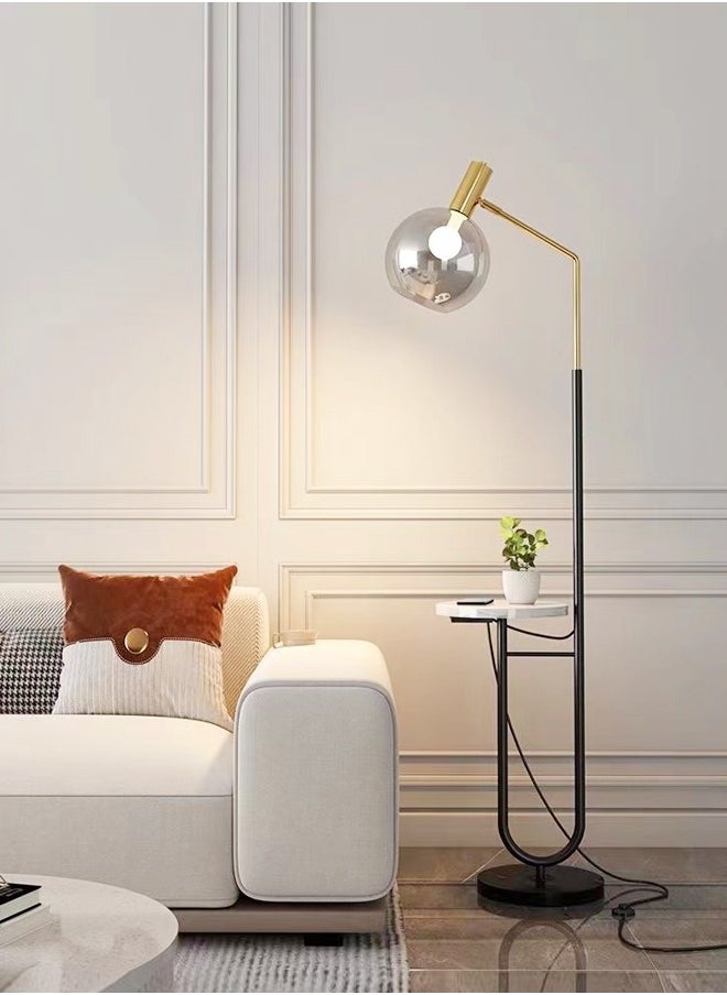 C&C Home مصباح أرضي قائم على الطراز الاسكندنافي قطعة واحدة، مصباح بتصميم صناعي مع طاولة من الرخام، مصباح عاكس الضوء الساطع لغرفة المعيشة وغرفة النوم، مقاس 40 × 30 × 170 سم  - Image 3