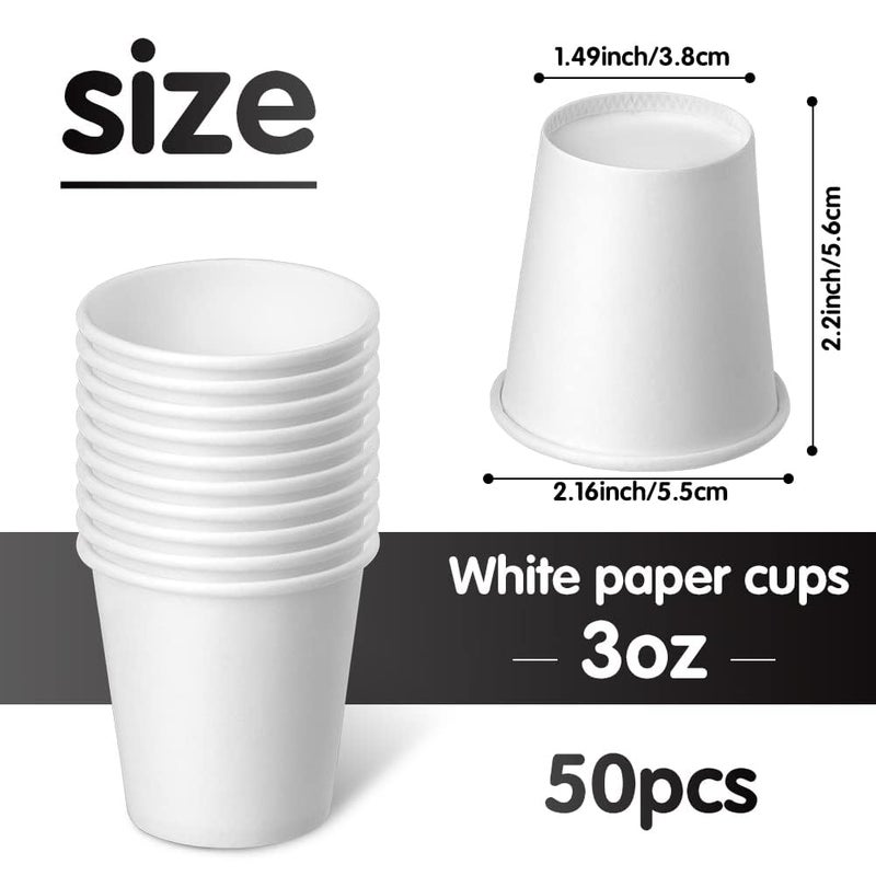 Huaiid 3 oz 50 Pack Disposable Cups  Paper Cups  Bathroom Cups  Mouthwash Cups  Espresso Disposable Cups  Small Cups for Bathroom  Snack  Espresso  Mouthwash (White) - Image 2
