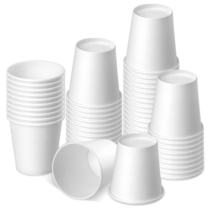 Huaiid 3 oz 50 Pack Disposable Cups  Paper Cups  Bathroom Cups  Mouthwash Cups  Espresso Disposable Cups  Small Cups for Bathroom  Snack  Espresso  Mouthwash (White) - Image 1
