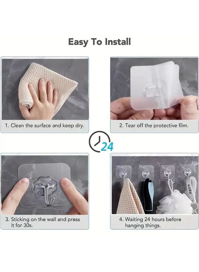 10 قطع من الخطافات القوية بدون حفر لاصقة متعددة الوظائف سهلة التركيب شفافة - Image 5