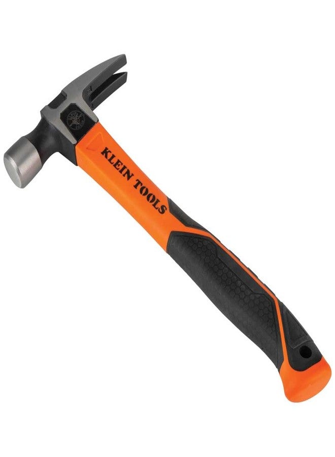 Klein Tools H80820 Straight-Claw Hammer, 20-Ounce, Fiberglass Non-Slip Shock Absorbing Grip Handle with Tether Hole, 13-Inch - Image 1