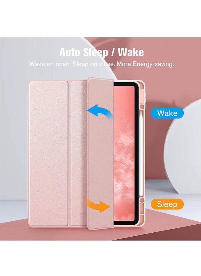 Rock Pow - Protective Case Cover For Apple iPad Pro 12.9 inch (2021/2020) Generation with Pencil Holder, [Support Apple Pencil Charging and Touch ID], Clear Transparent Case with Auto Wake/Sleep,Pink - Image 1
