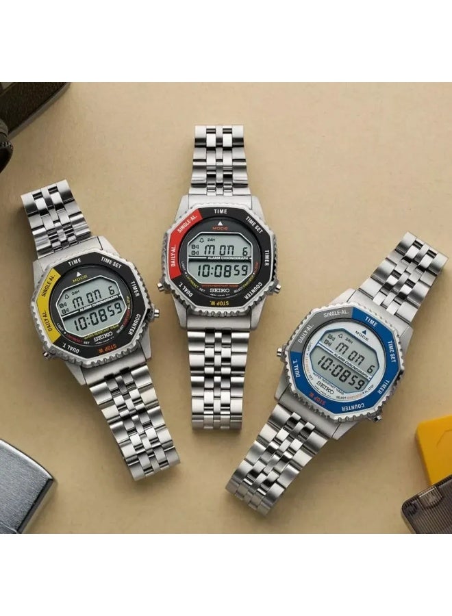 Seiko ساعة روتوكول الرقمية SMGG21P1، 37 مم بإطار فضي وزرقاء، سوار من الفولاذ المقاوم للصدأ، مقاومة للماء حتى 100 م - Image 4