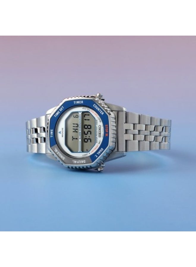 Seiko ساعة روتوكول الرقمية SMGG21P1، 37 مم بإطار فضي وزرقاء، سوار من الفولاذ المقاوم للصدأ، مقاومة للماء حتى 100 م - Image 5