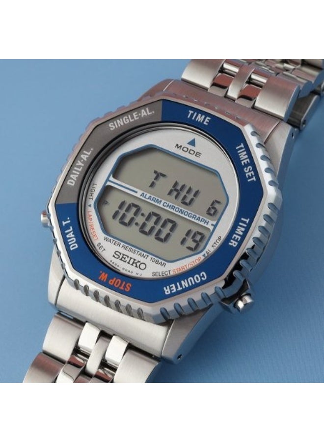 Seiko ساعة روتوكول الرقمية SMGG21P1، 37 مم بإطار فضي وزرقاء، سوار من الفولاذ المقاوم للصدأ، مقاومة للماء حتى 100 م - Image 2