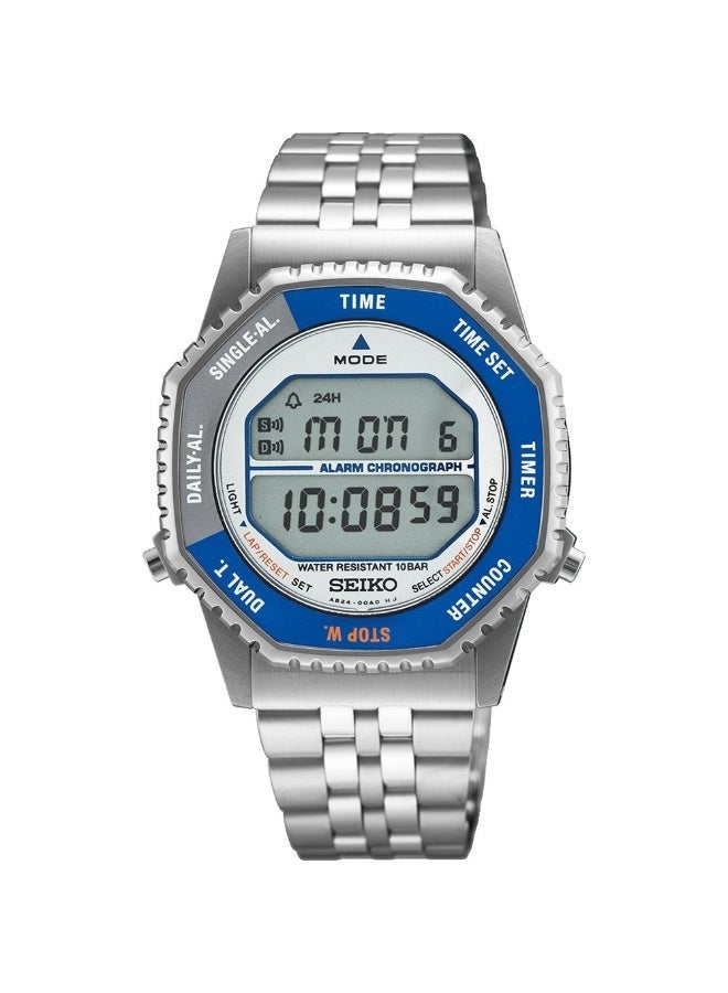 Seiko ساعة روتوكول الرقمية SMGG21P1، 37 مم بإطار فضي وزرقاء، سوار من الفولاذ المقاوم للصدأ، مقاومة للماء حتى 100 م - Image 1