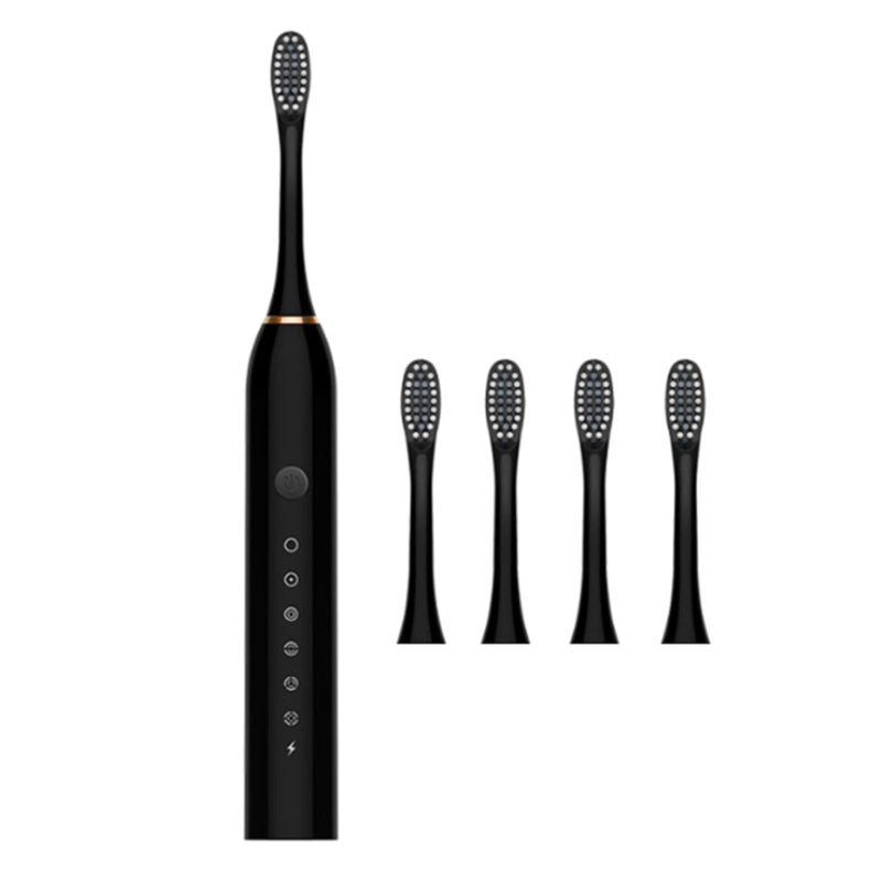 Electric Toothbrush USB Rechargeable Toothbrush High Frequency Little Noise Timing Toothbrush 5 Modes Adjustable Waterproof 4 Brush Heads - Image 1