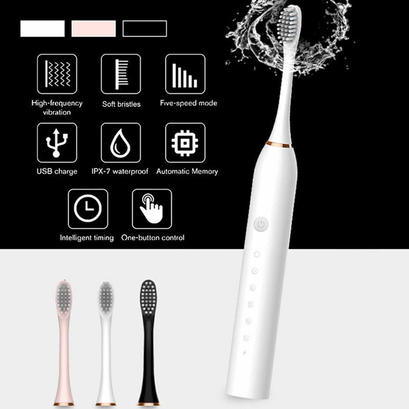 Electric Toothbrush USB Rechargeable Toothbrush High Frequency Little Noise Timing Toothbrush 5 Modes Adjustable Waterproof 4 Brush Heads - Image 3