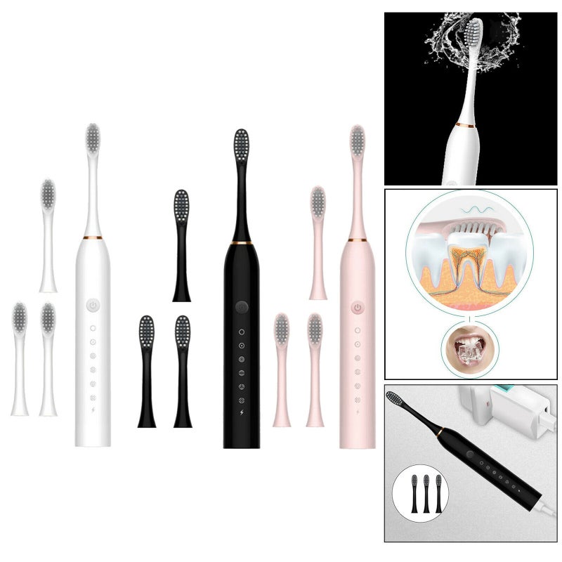Electric Toothbrush USB Rechargeable Toothbrush High Frequency Little Noise Timing Toothbrush 5 Modes Adjustable Waterproof 4 Brush Heads - Image 2