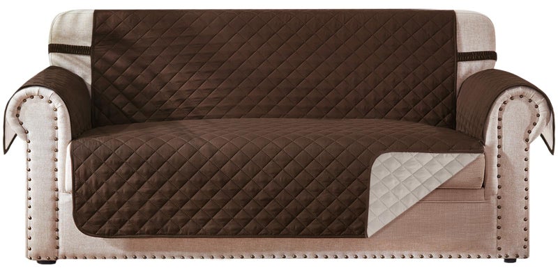 HOMERILLA Reversible Loveseat Covers for Dogs Couch Cover Water Resistant Washable Pets Furniture Protector Sofa Cover with Elastic Straps Loveseat 54 ChocolateBeige
