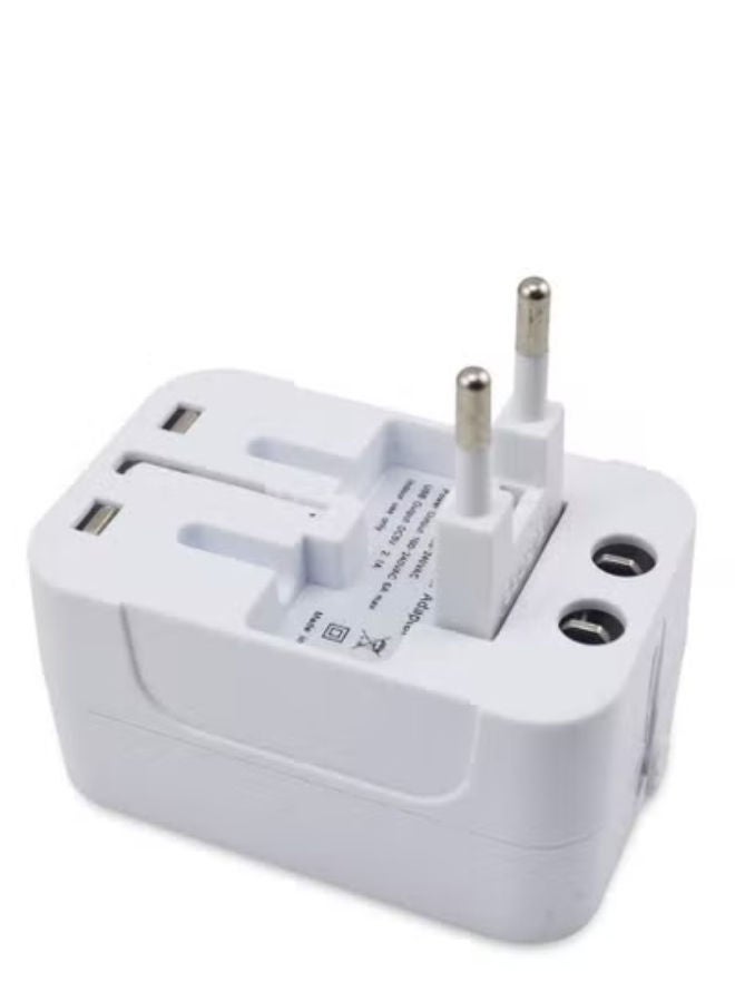 شوبي Universal Fast Travel Adapter, Worldwide All In One Universal Power Wall Charger Ac Power Plug Adapter With Dual USB Charging Ports For USA EU UK Cell Phone Laptop (White) - Image 3