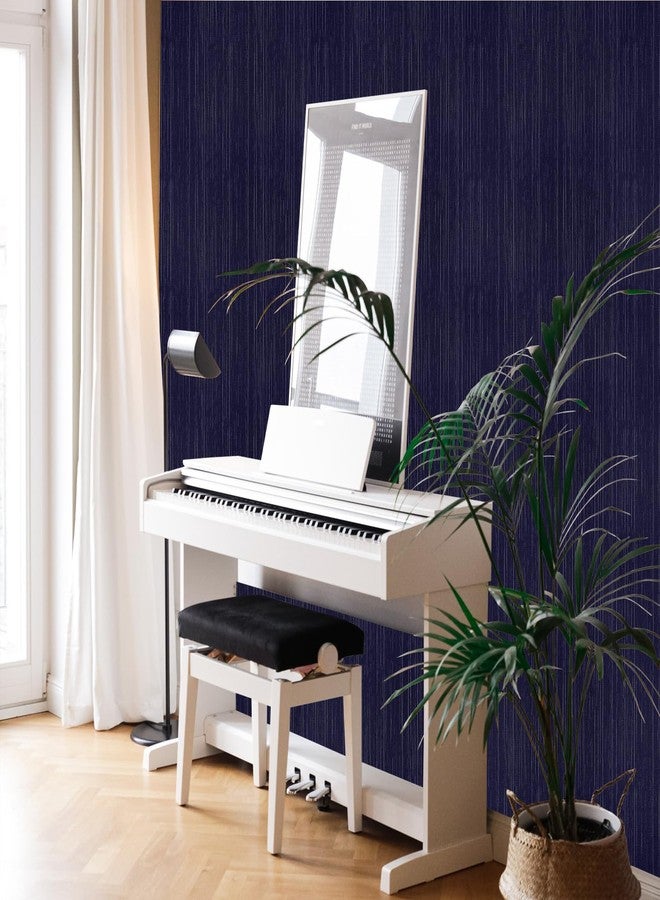 Qianglive Navy Blue Grasscloth Peel and Stick Wallpaper - 15.7"x120" Vintage Wallpaper Removable Waterproof for Room Walls, Cabinets, Furniture, Drawers, Desk - Image 4