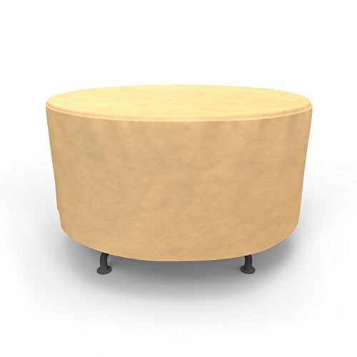 Budge Budge P5A22SF1 All Seasons Round Patio Table Cover Lightweight, UV-Resistant, Medium-48 Diameter x 28" H, Tan - Image 2