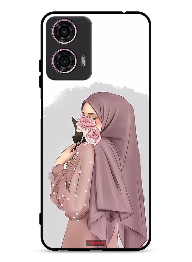 Tolwak Motorola Moto G24 4G Protective Case Cover Holding Roses Girl Art  - Image 1